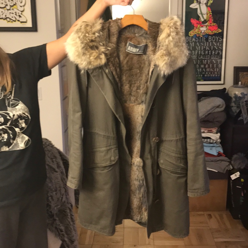 Army by Yves Salomon size 36 rabbit fur lined coat